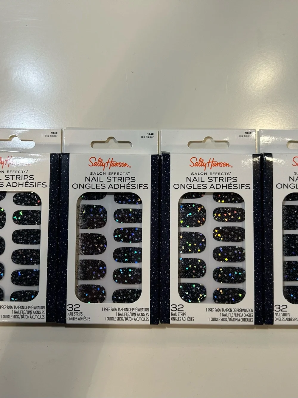 Sally Hansen Black Glitter Press-On Nail Strips